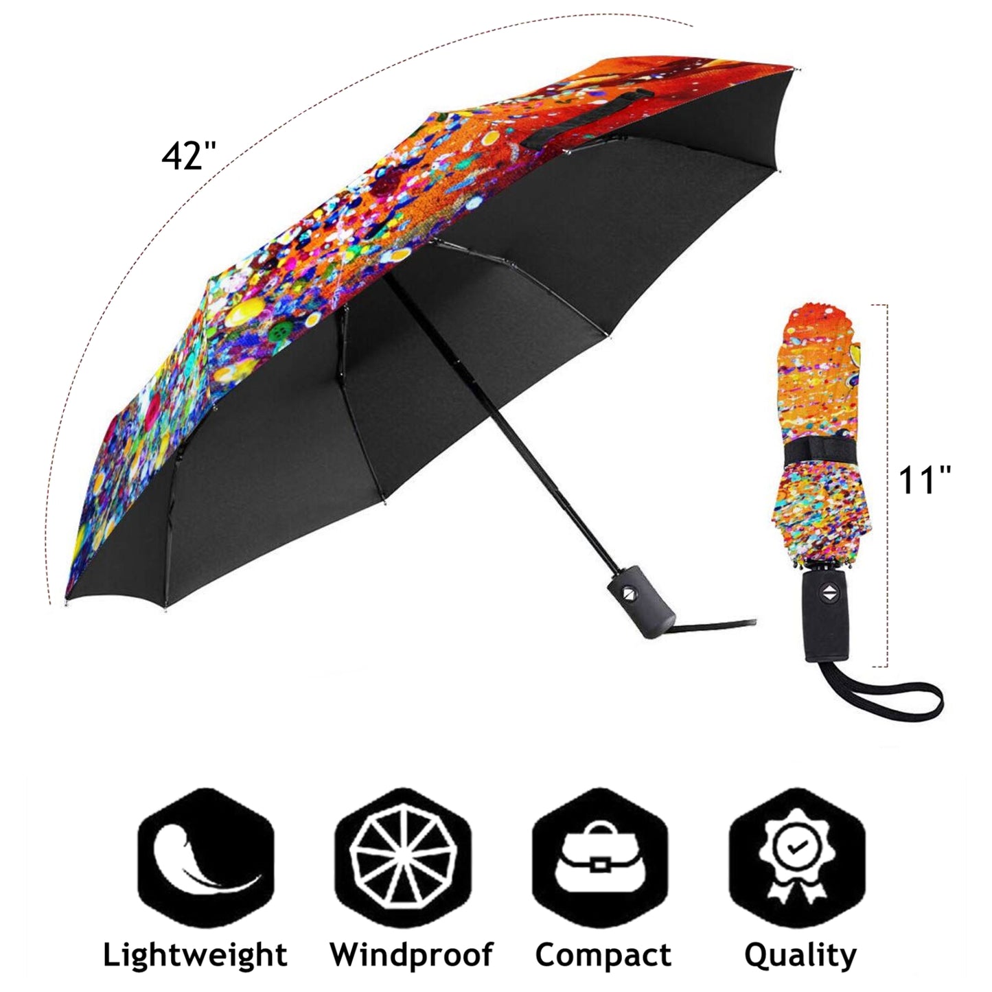 Hummingbird Oil Painting Folding Umbrella With UPF 50+ UV Protection