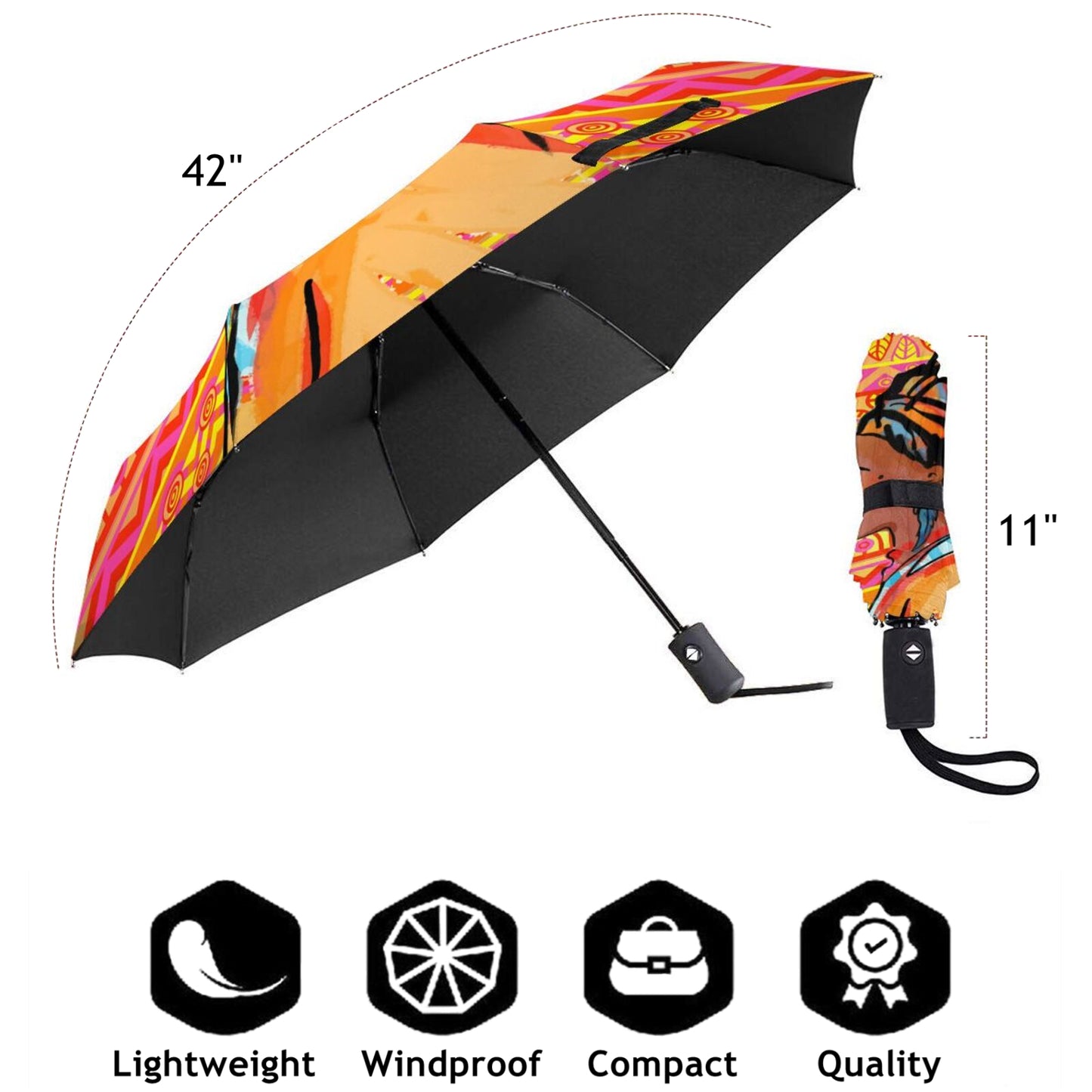 African Woman With Turban Foldable Umbrella UV Protection
