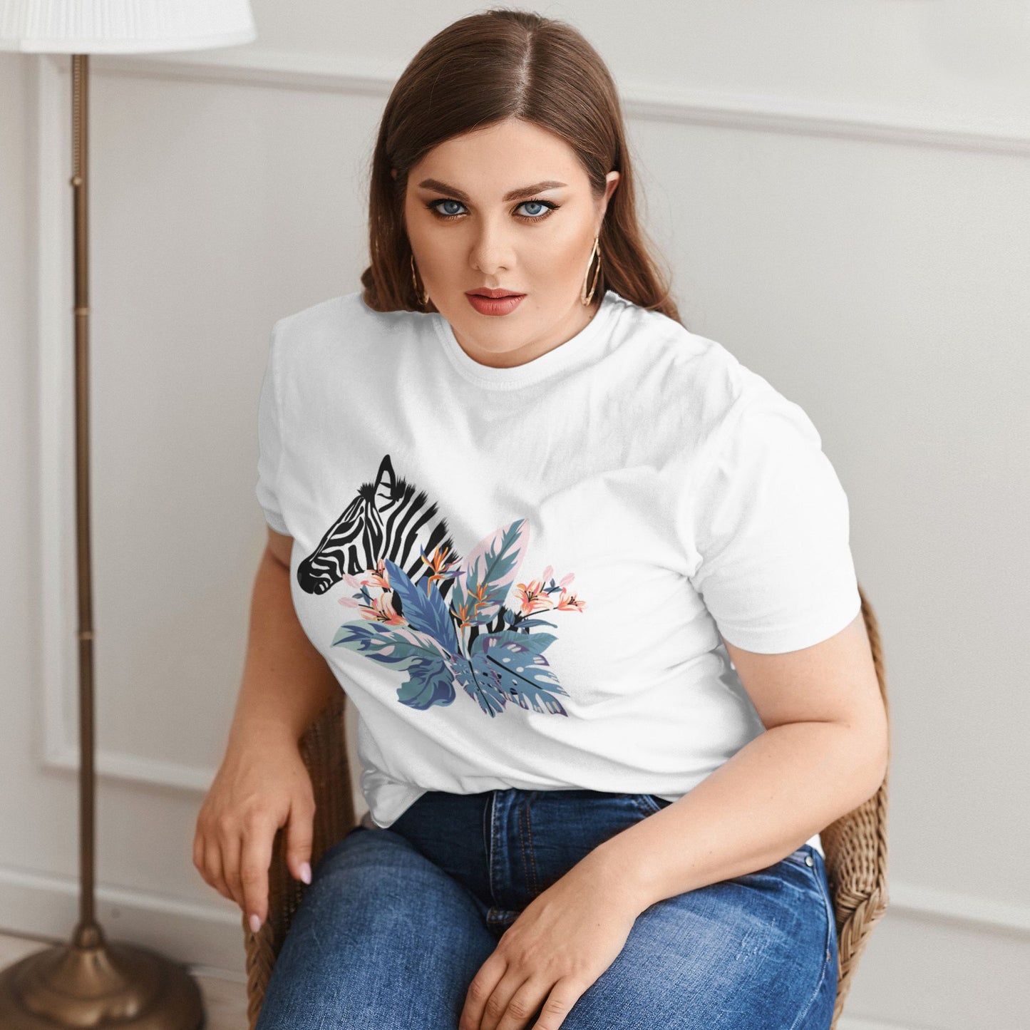 Zebra Design Women Extra Large Plus Size T Shirts