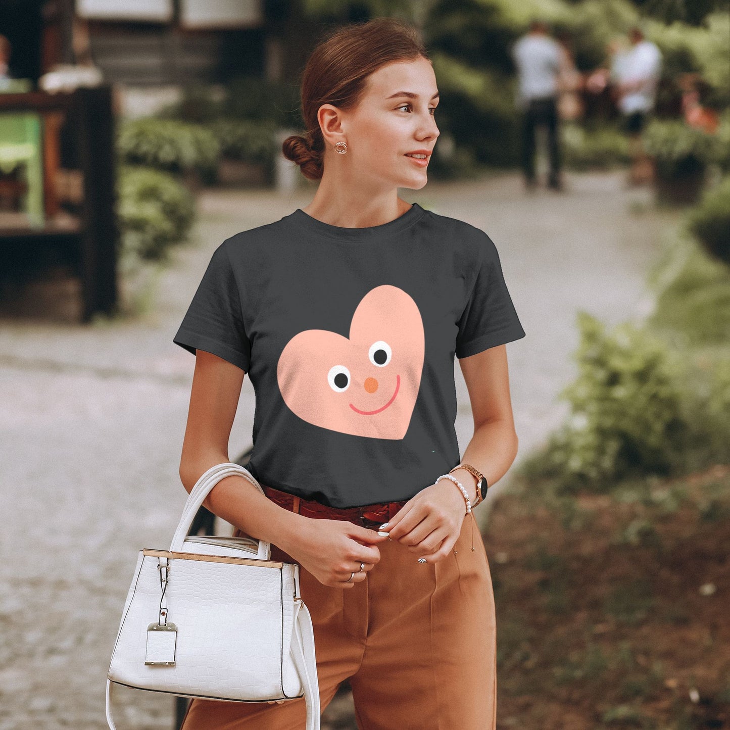Pink Heart Women's Short Sleeve Cotton T-Shirt