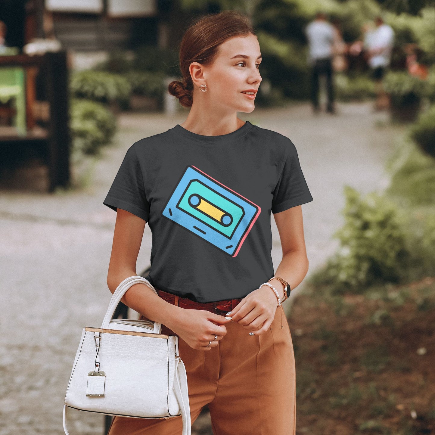 Magnetic Tape Women's Short Sleeve Cotton T-Shirt