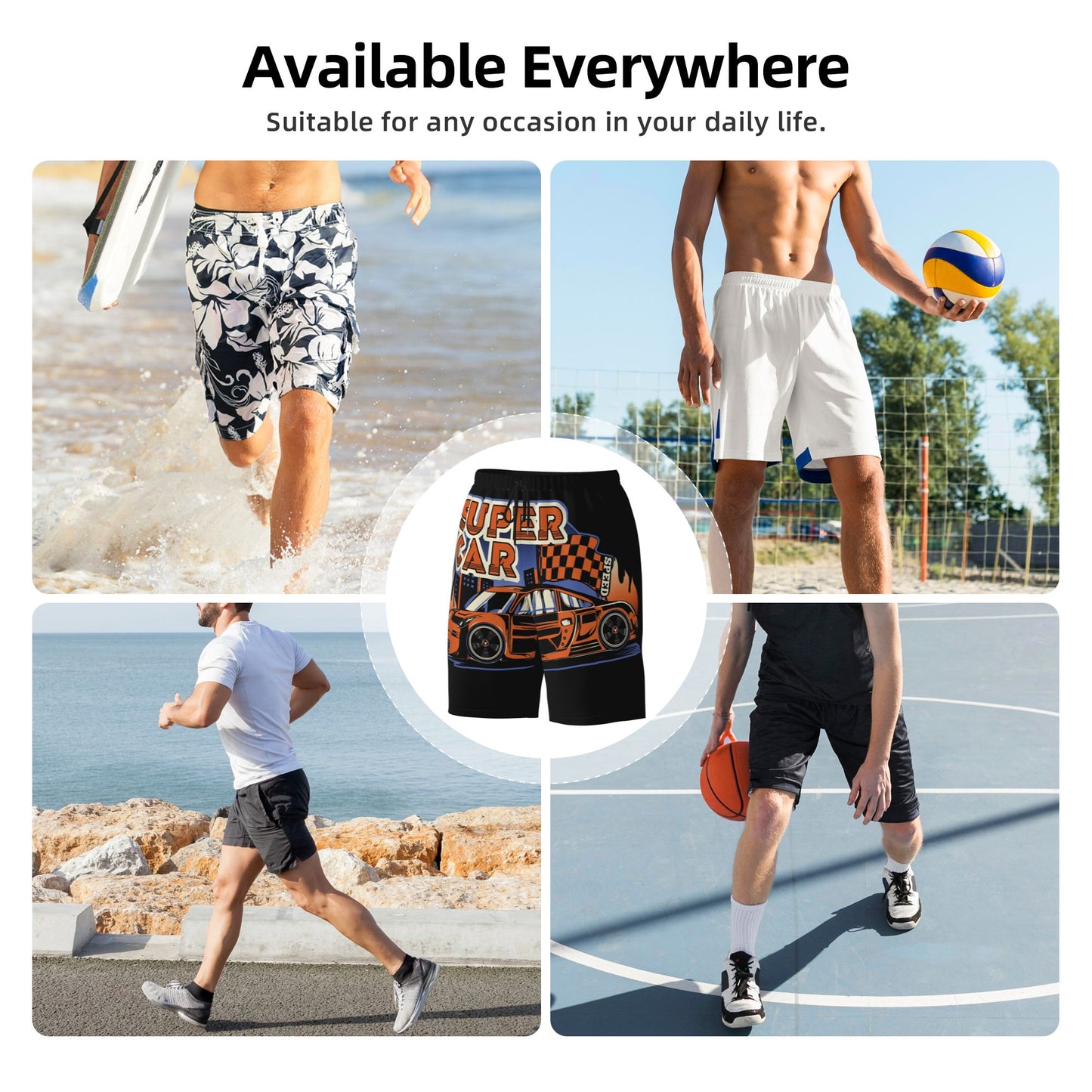 Super Car Beach Shorts For Men