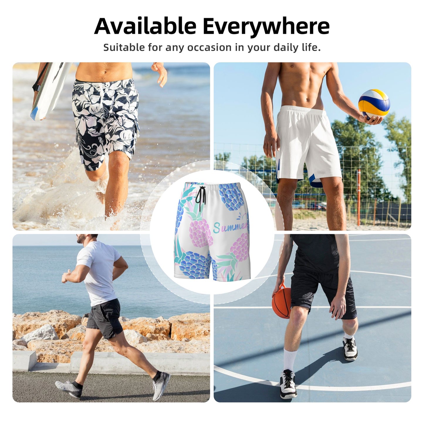 Summer Pineapple Men's Beach Shorts