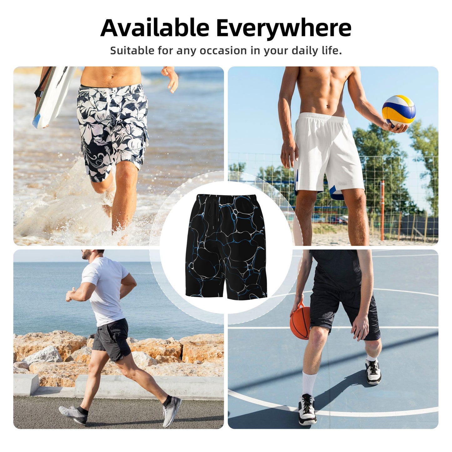 Water Waves Beach Shorts For Men