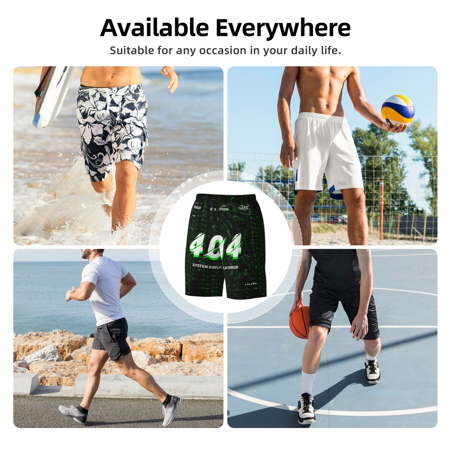 Code Print Beach Shorts For Men