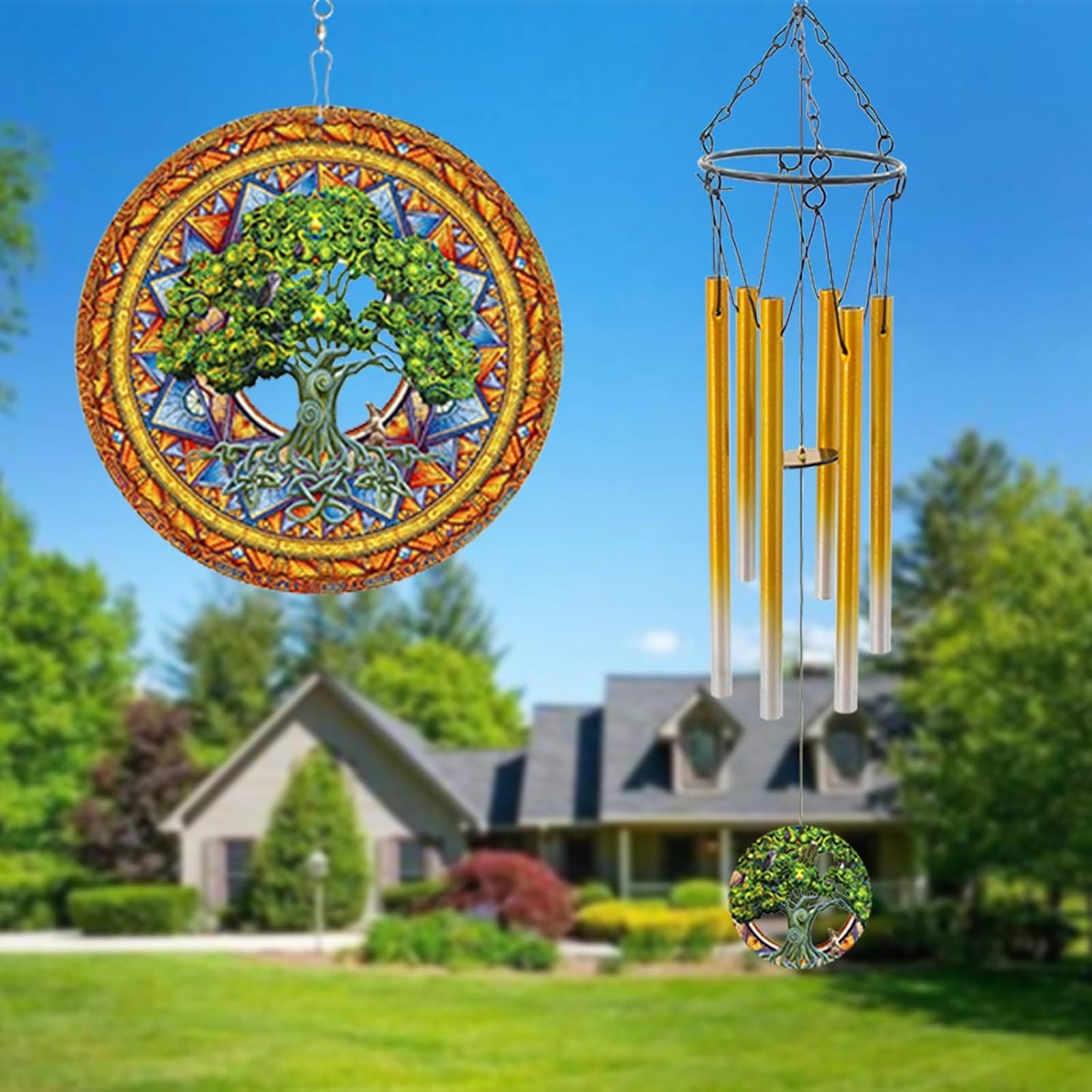 Wind Chimes with Tree of Life Wind Spinner, Gifts for Men, Women, Retirement, Teacher, Parents - Outdoor Hanging Decor Clearance for Garden, Patio, Backyard Or Porch