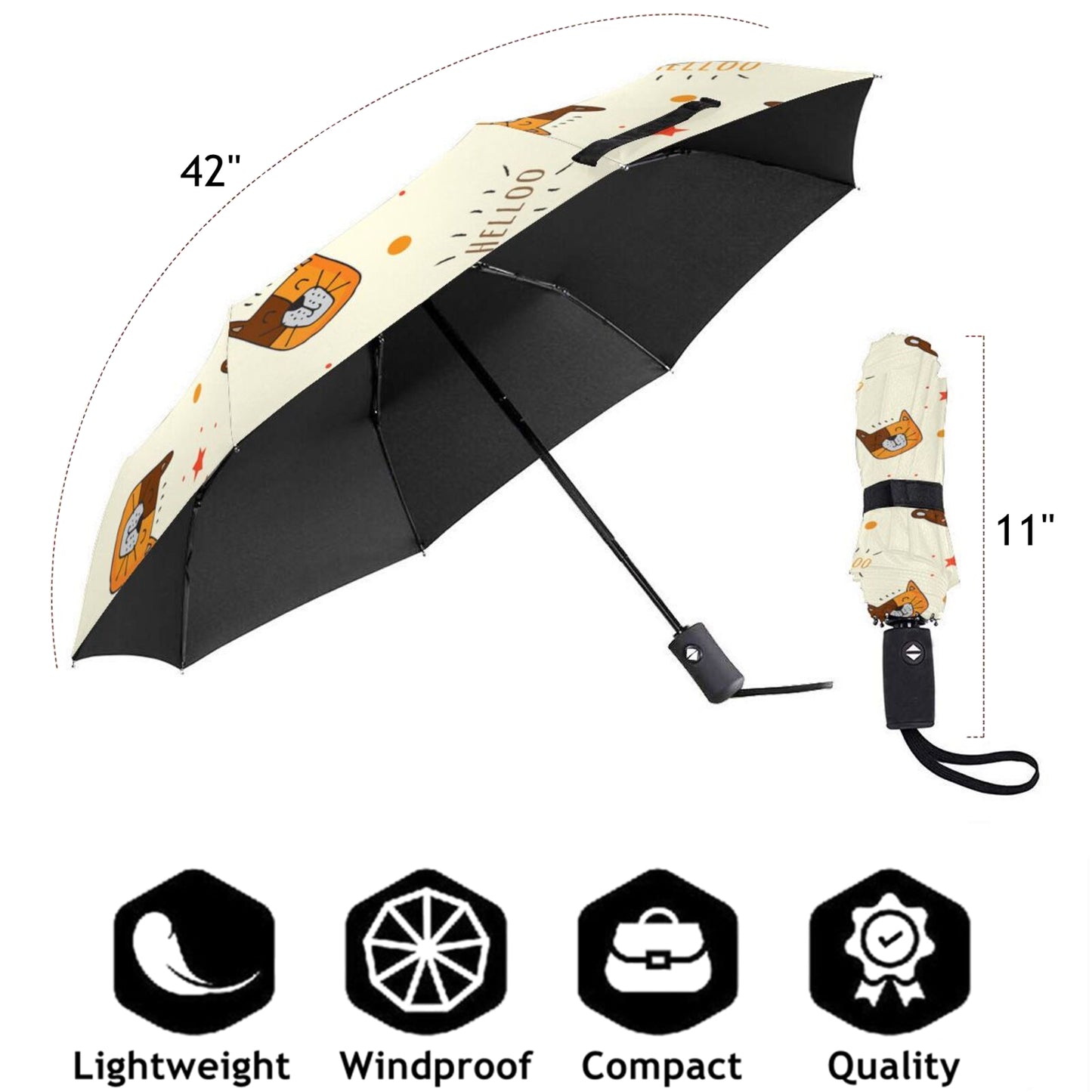 Anime Cat Foldable Travel Umbrella Automatic Open And Close
