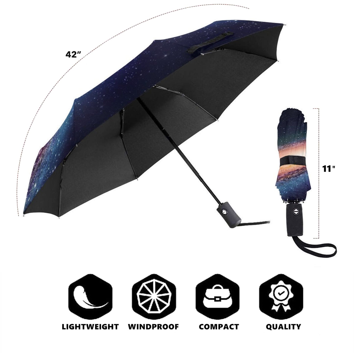 Starry Night Design Small Automatic Foldable Umbrella
