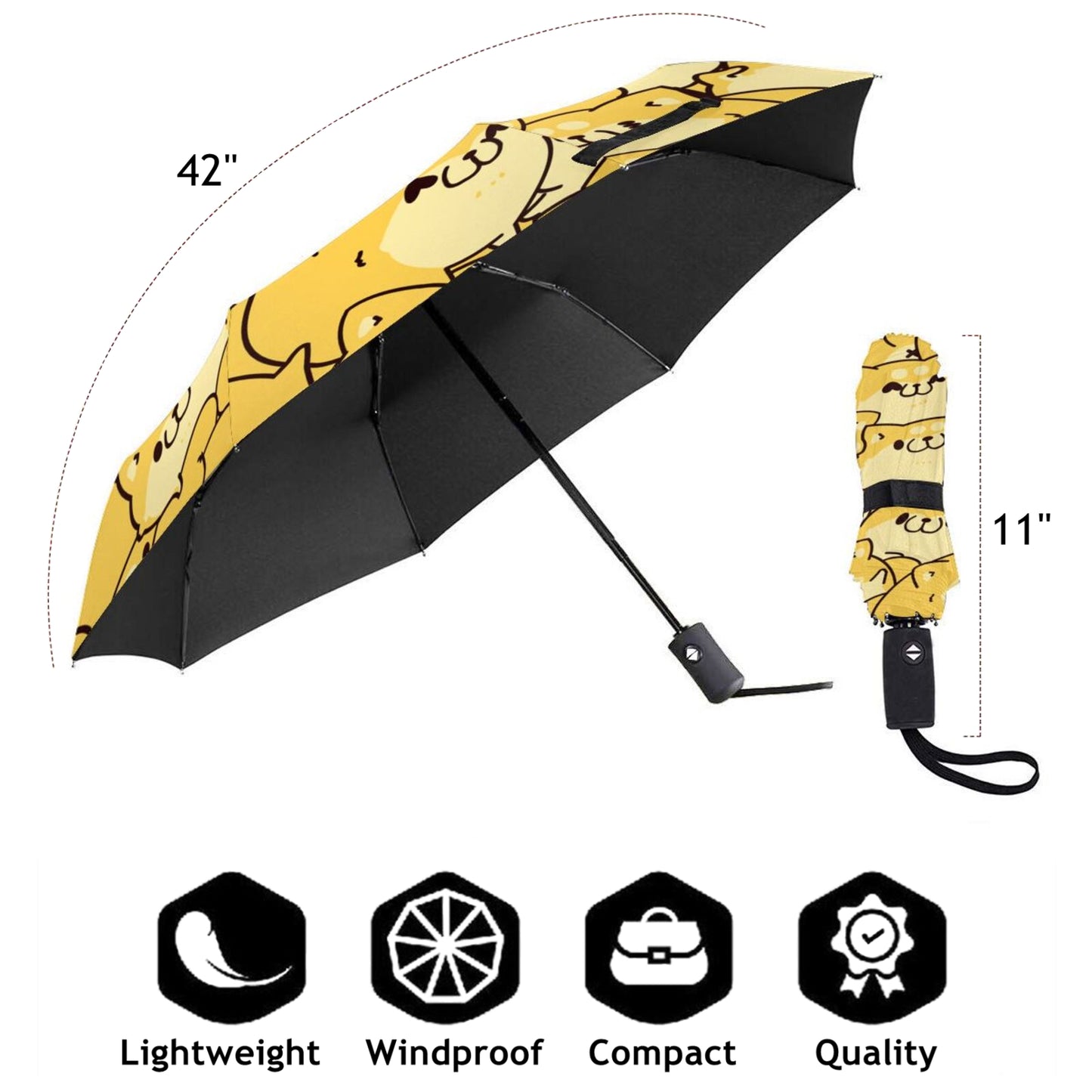 Cute Cats Design Foldable Travel Umbrella Automatic Open Close