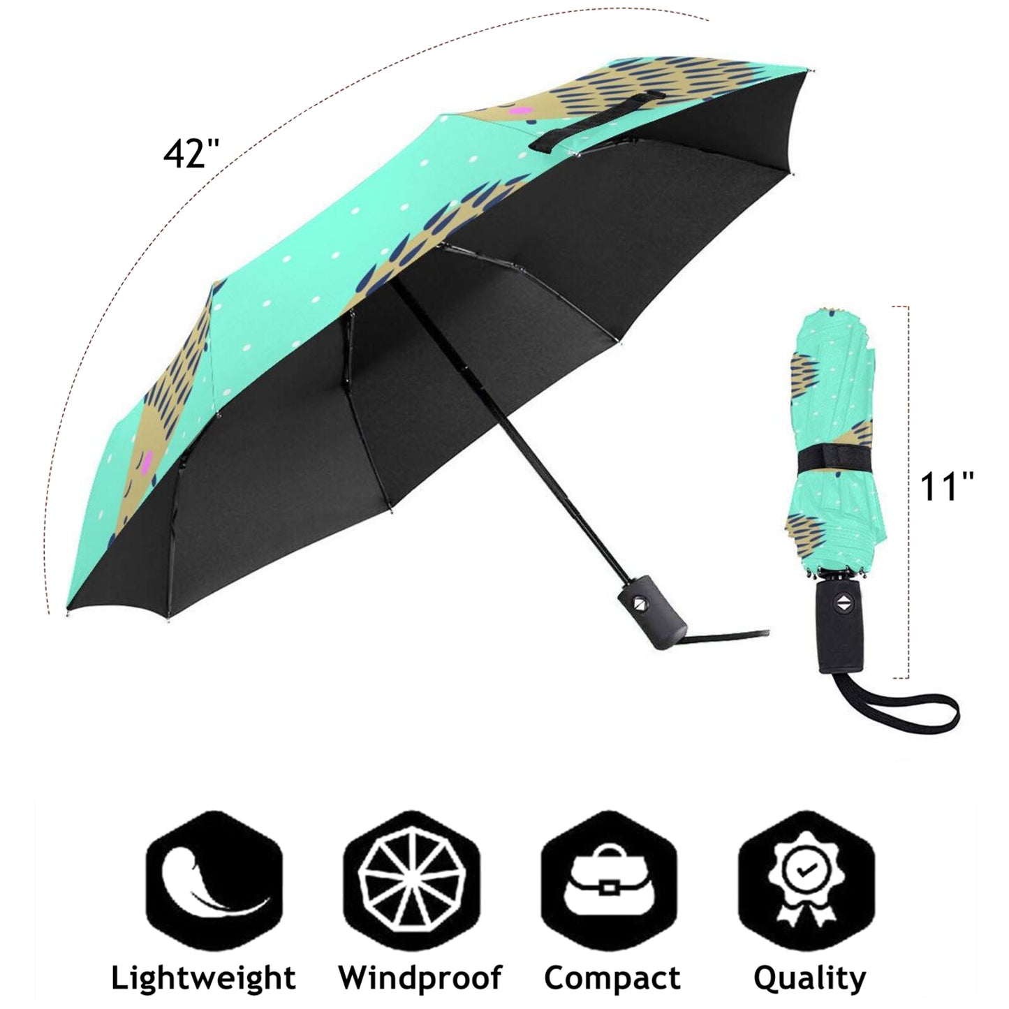 Cute Hedgehog Automatic Foldable Umbrella With UV Blocking