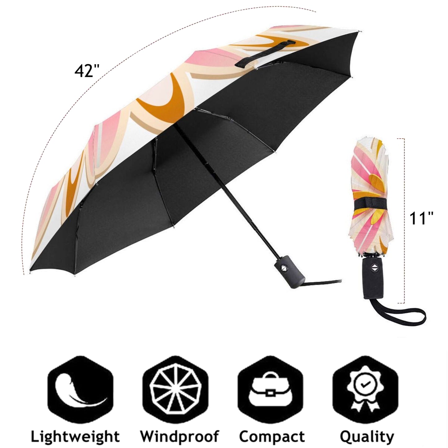 Flower Pattern Small Travel Umbrella Automatic Open and Close