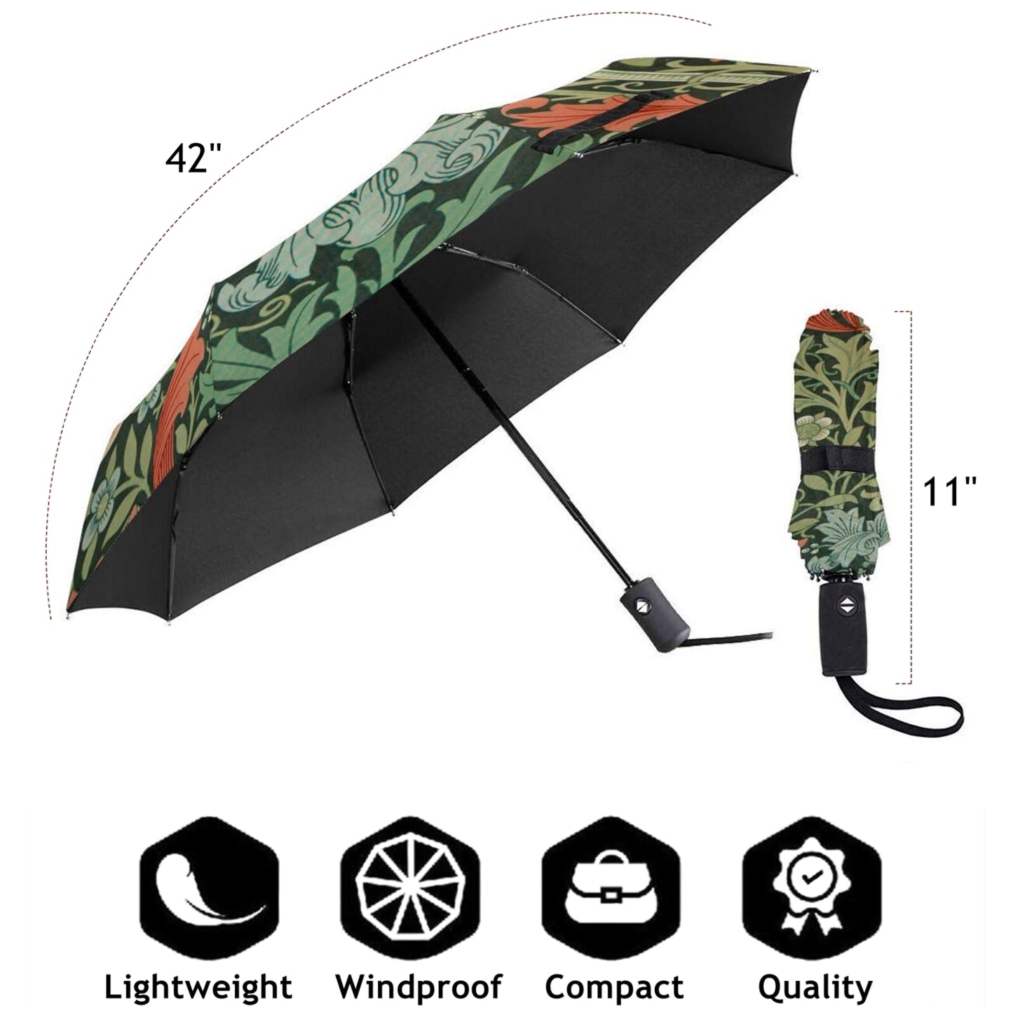 Abstract Flowers Design Mini Folding UV Umbrella Automatic Open And Close