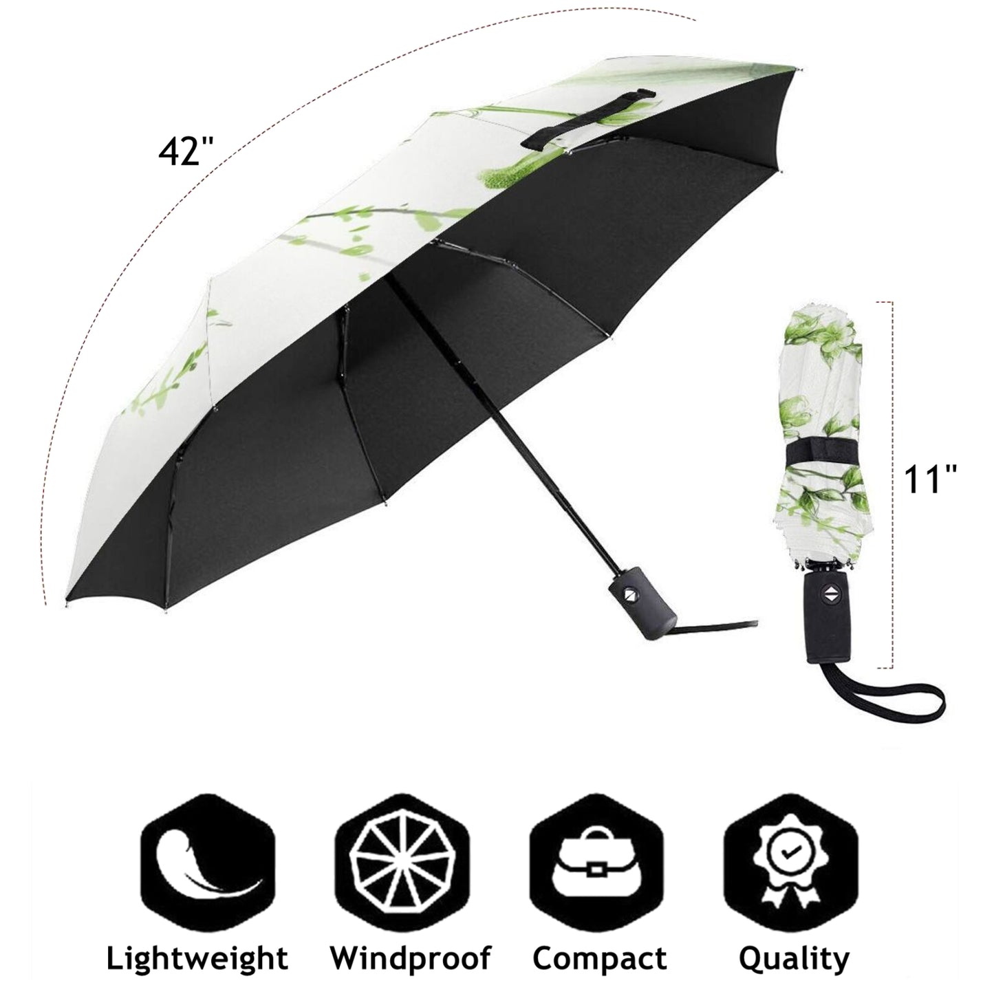 Hummingbird Printed Foldable Umbrella Auto Open Auto Close
