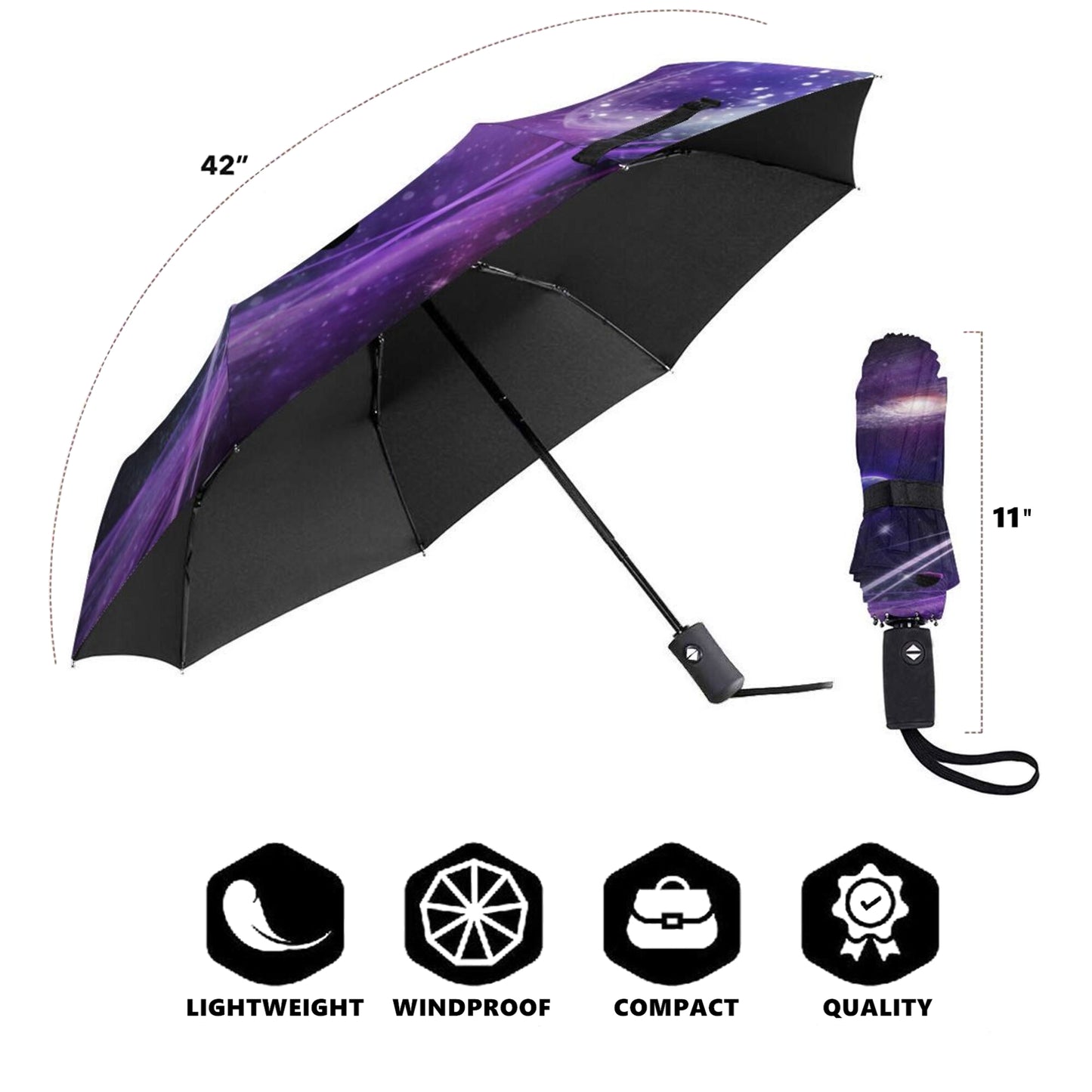 Starry Night Print Folding UV Umbrella Automatic Open And Close