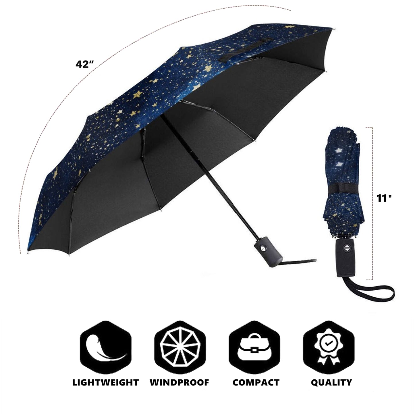Starry Night Print Small Folding Umbrella Auto Open Auto Close