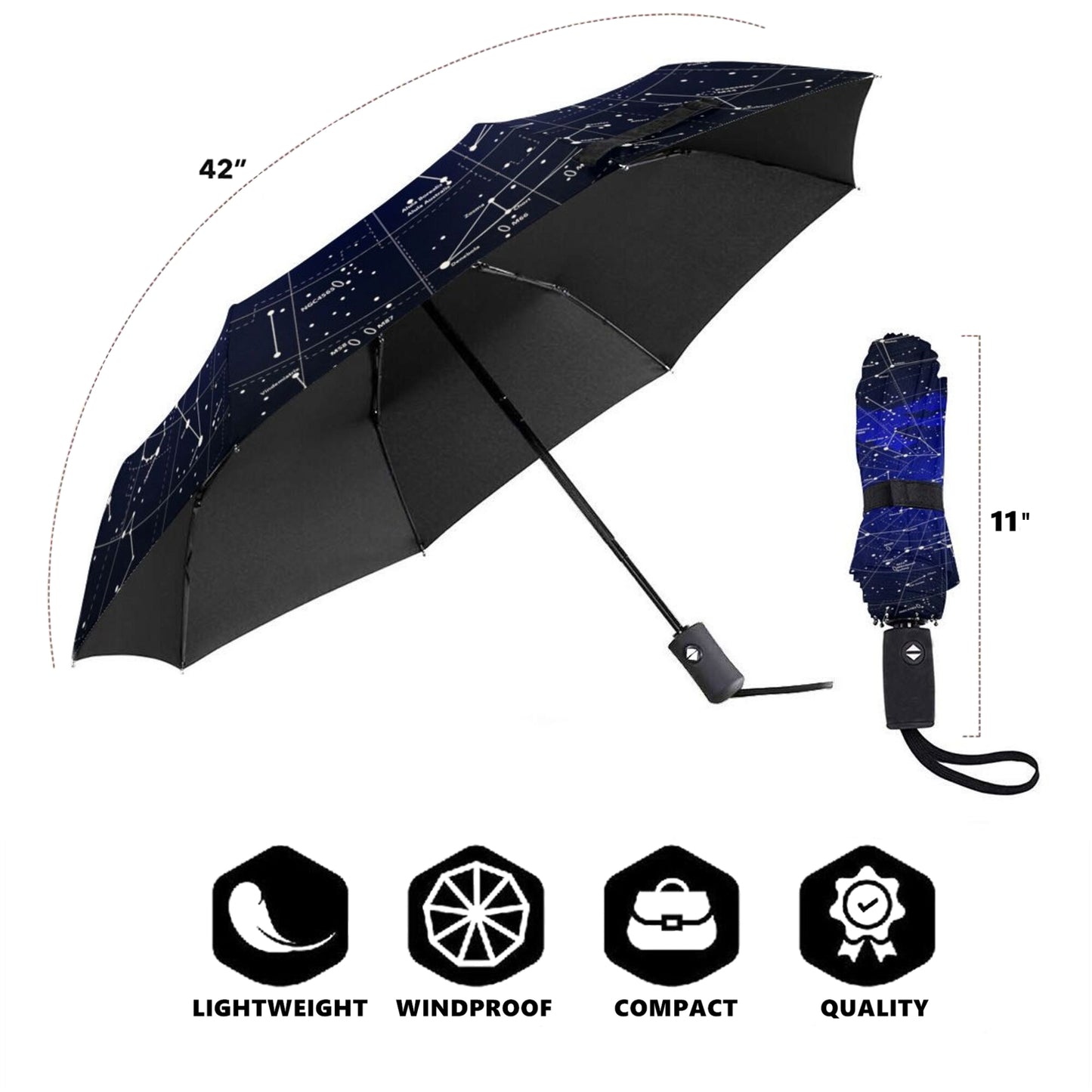 Starry Night Print Small Compact Umbrella Automatic Open Close
