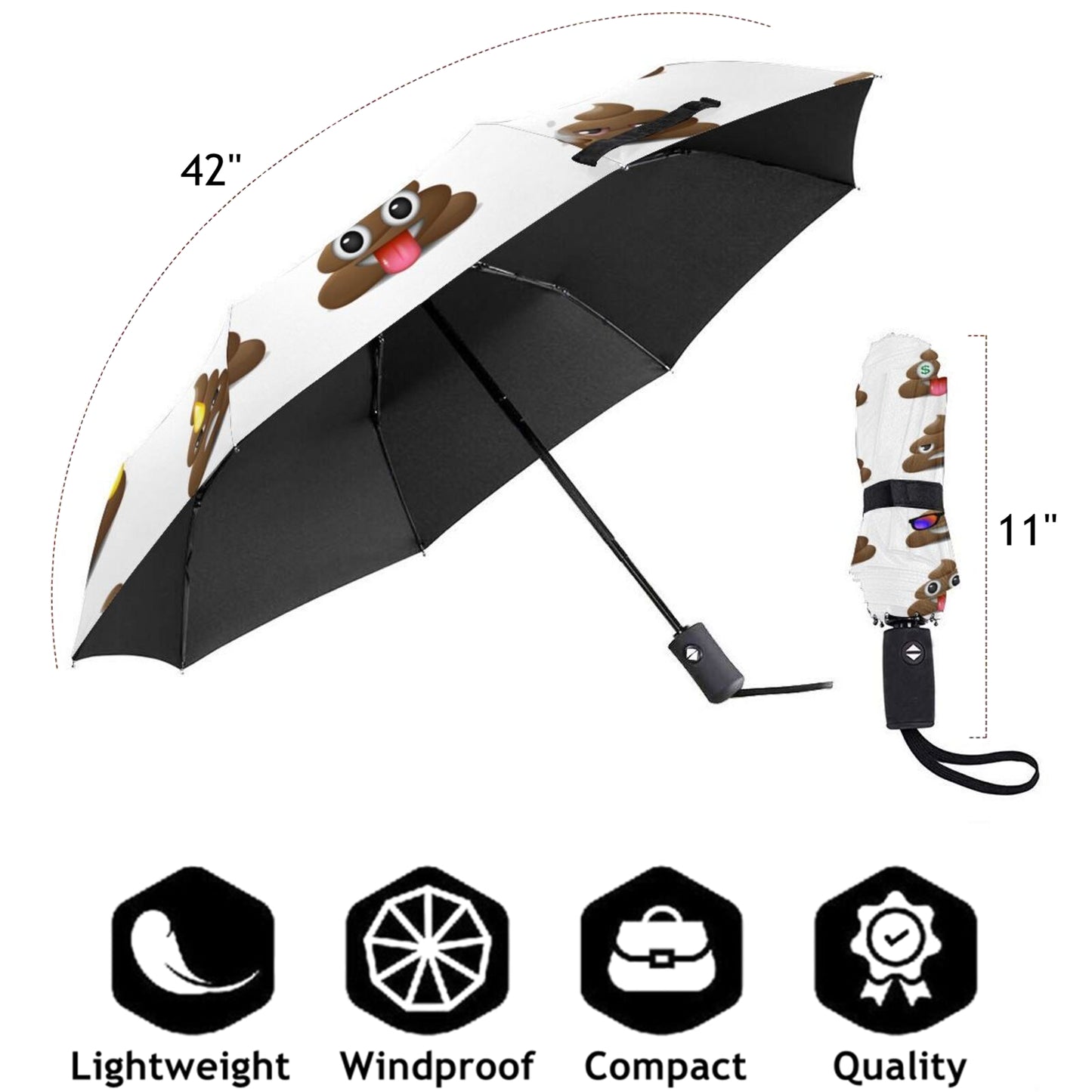 Funny Printed Compact Travel Umbrella Automatic Open and Close