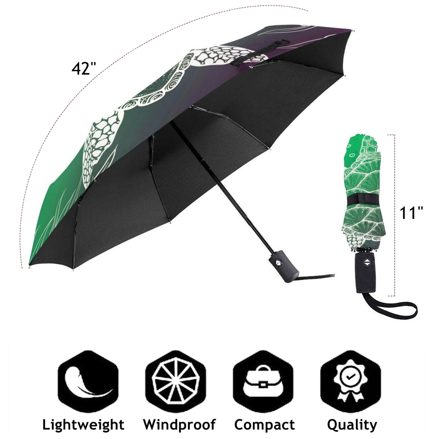 Sea Turtle Small Foldable Travel Umbrella Automatic Open And Close