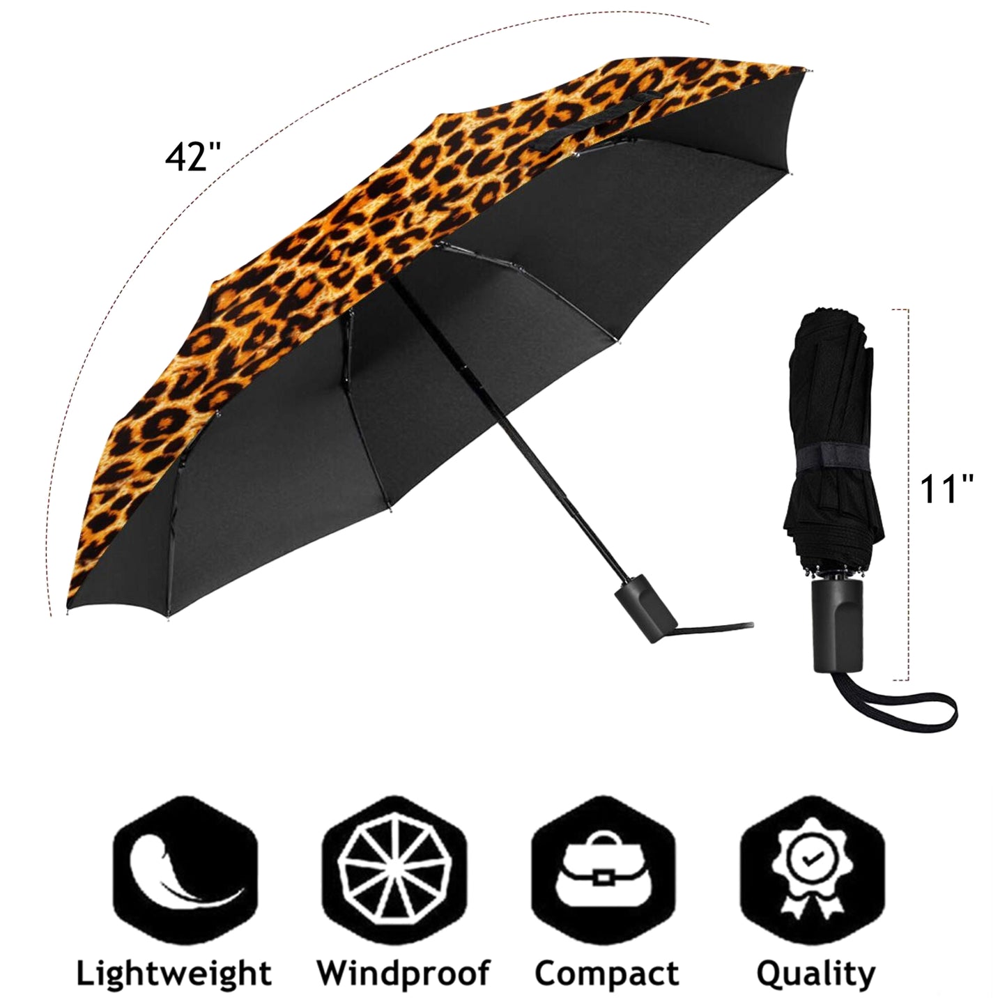 Leopard Print Manual Folding Umbrella For Women And Girls
