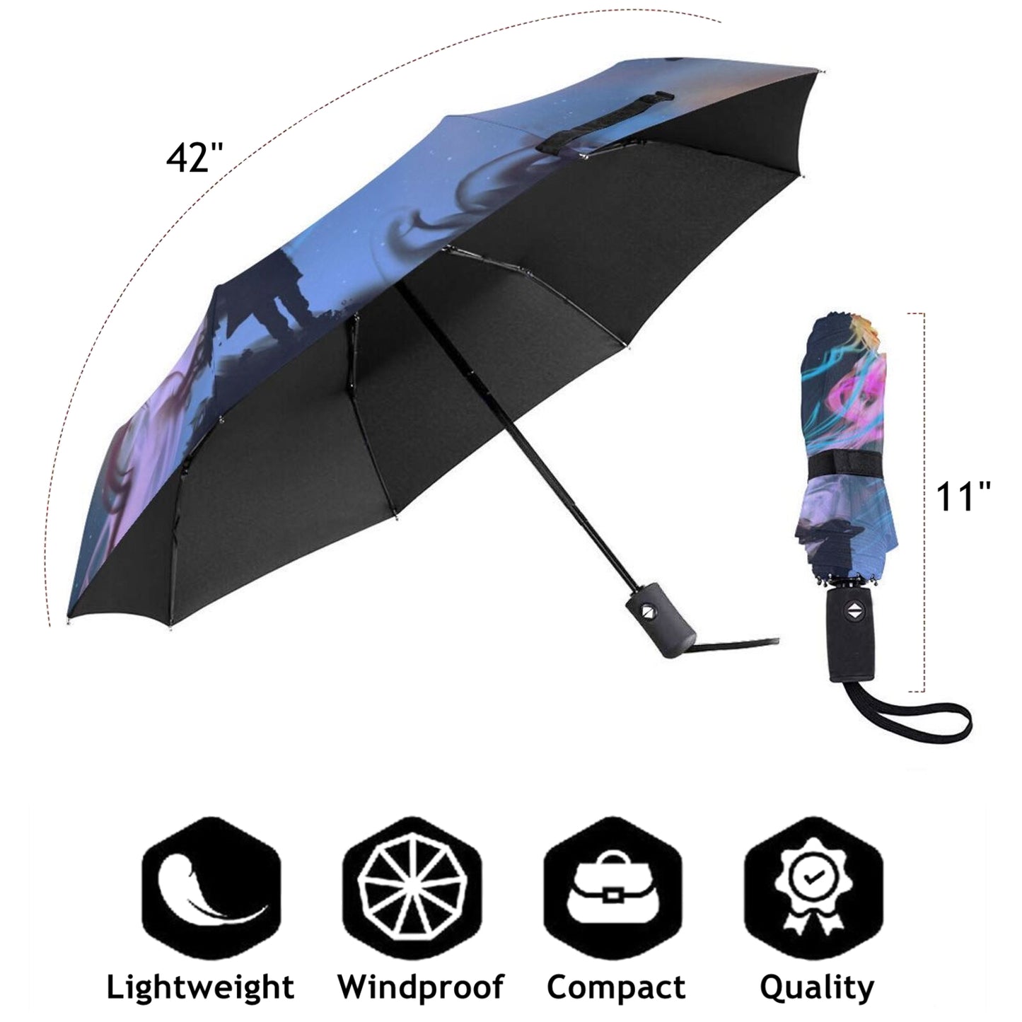 Fantasy Starry Sky Girl Mini Collapsible Umbrella Automatic Open And Close
