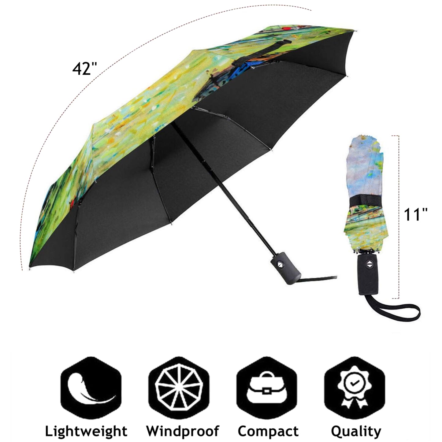 Paris Eiffel Tower Travel Umbrella Foldable UPF 50+ UV Protection