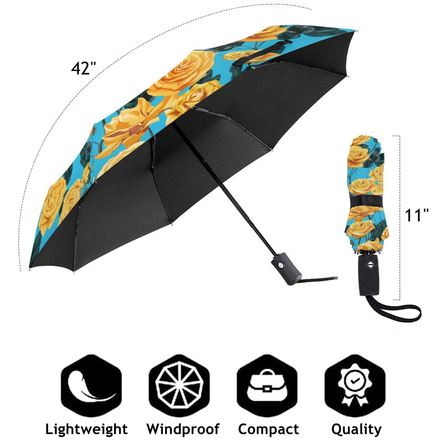 Golden Flower Compact Foldable Umbrella Anti-UV Automatic Open And Close