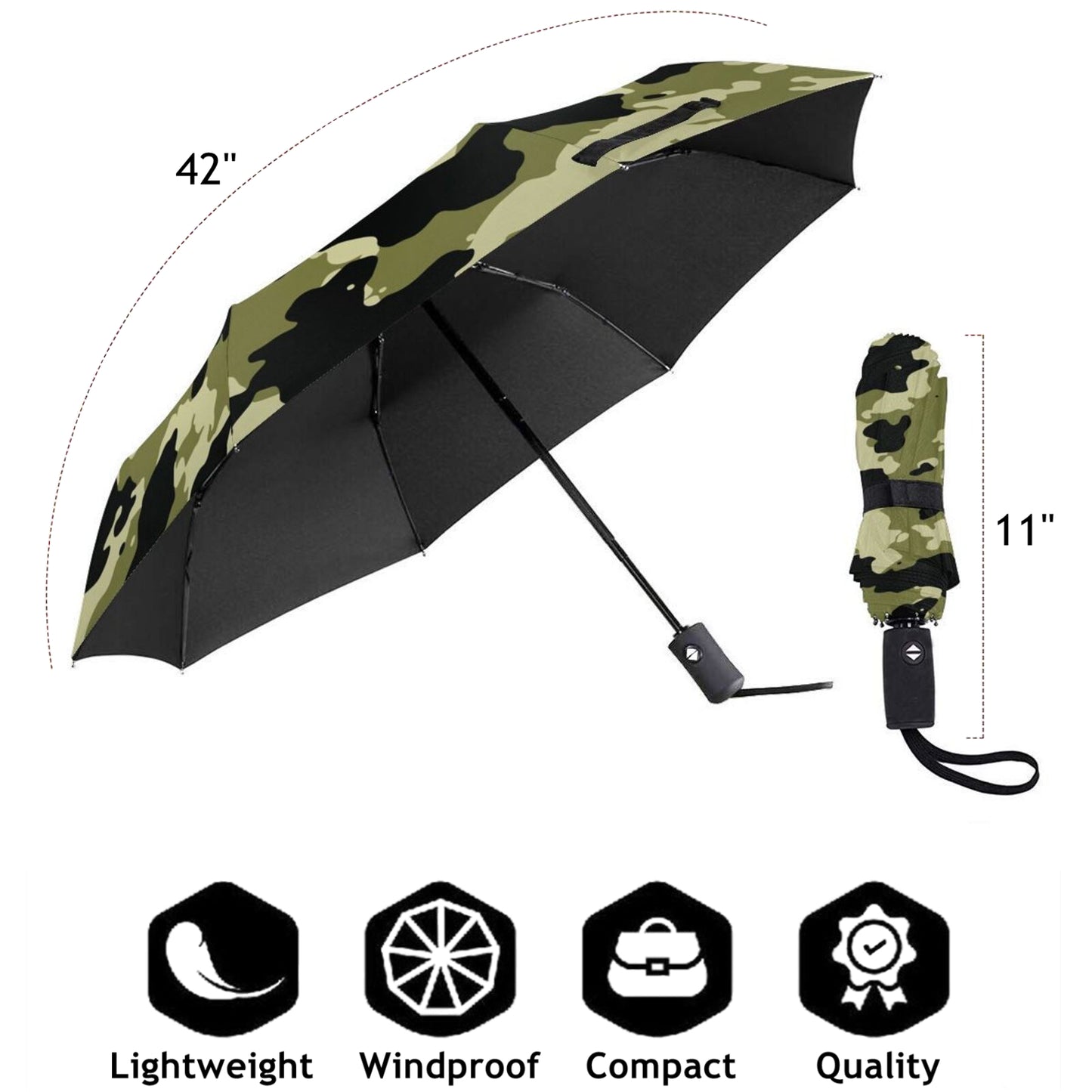 Army Print Foldable Travel Umbrella Automatic Open Close