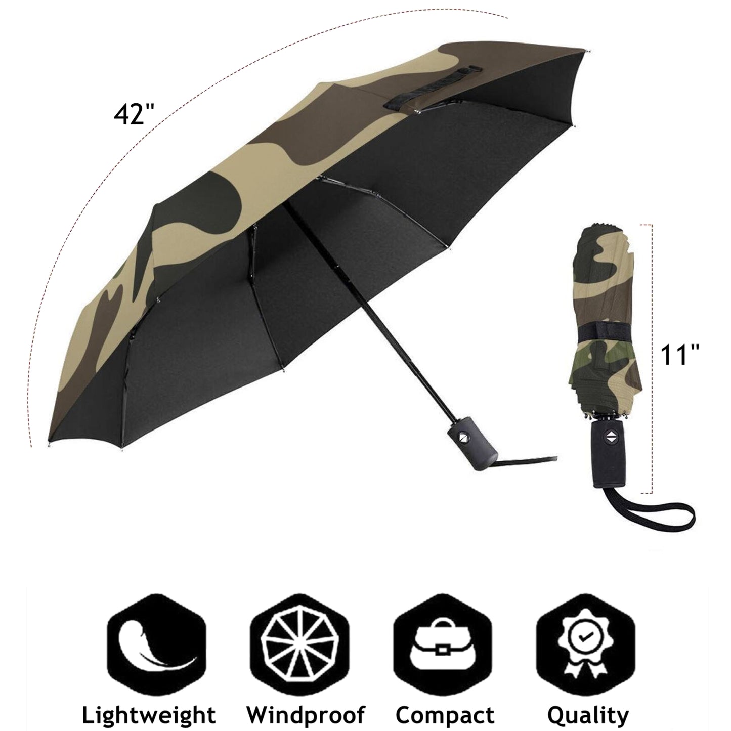 Camouflage Compact Foldable Umbrella Auto Open Auto Close