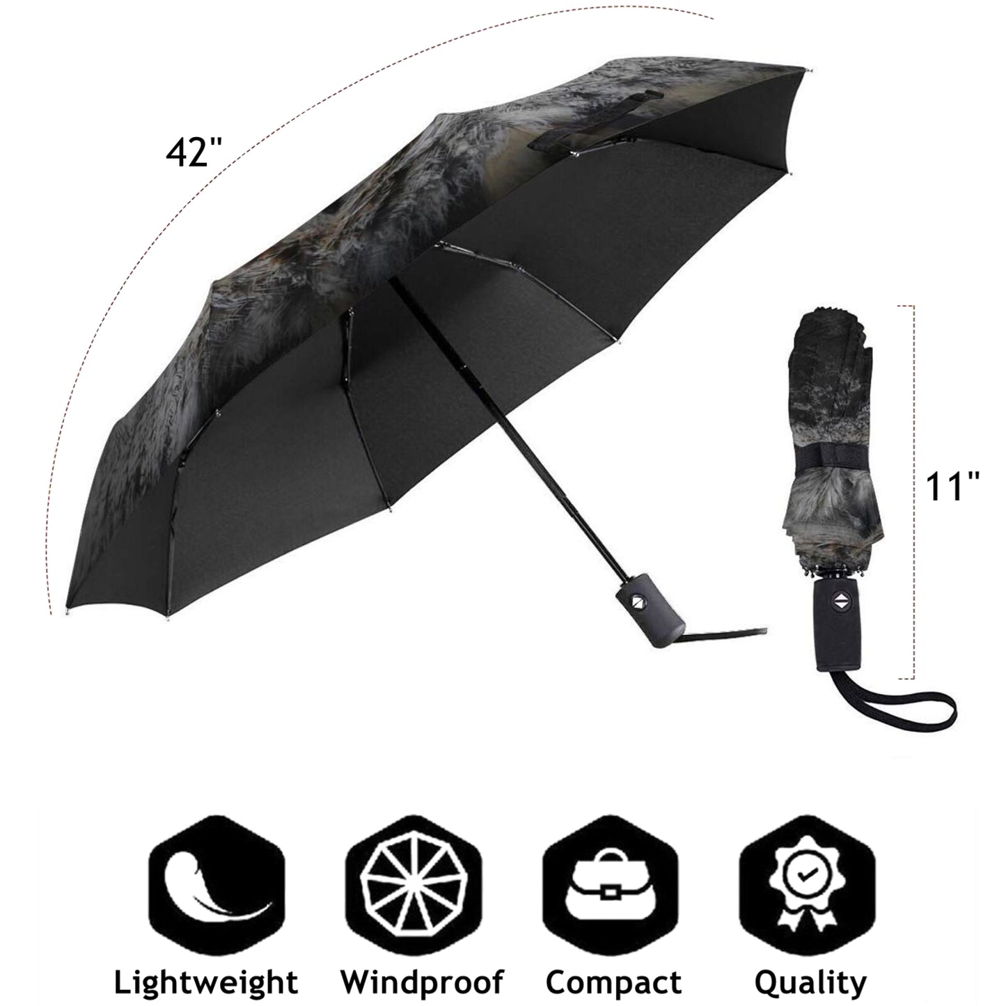 Hawkeye Small Compact Travel Umbrella Auto Open Auto Close