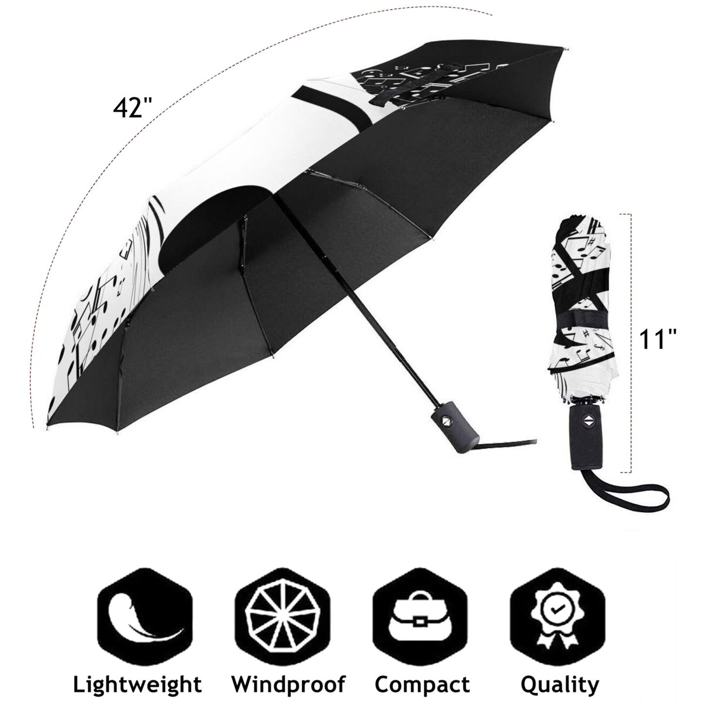 Musical Design Auto Open Auto Close Foldable Umbrella