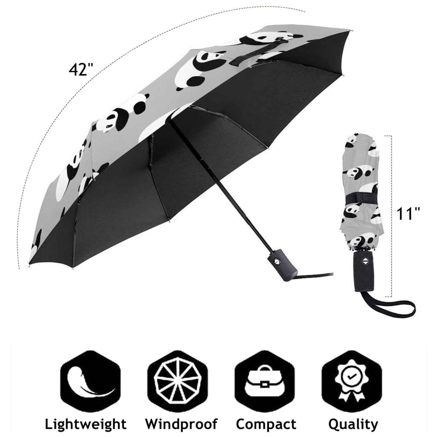 Panda UV Compact Folding Umbrella Automatic Open And Close