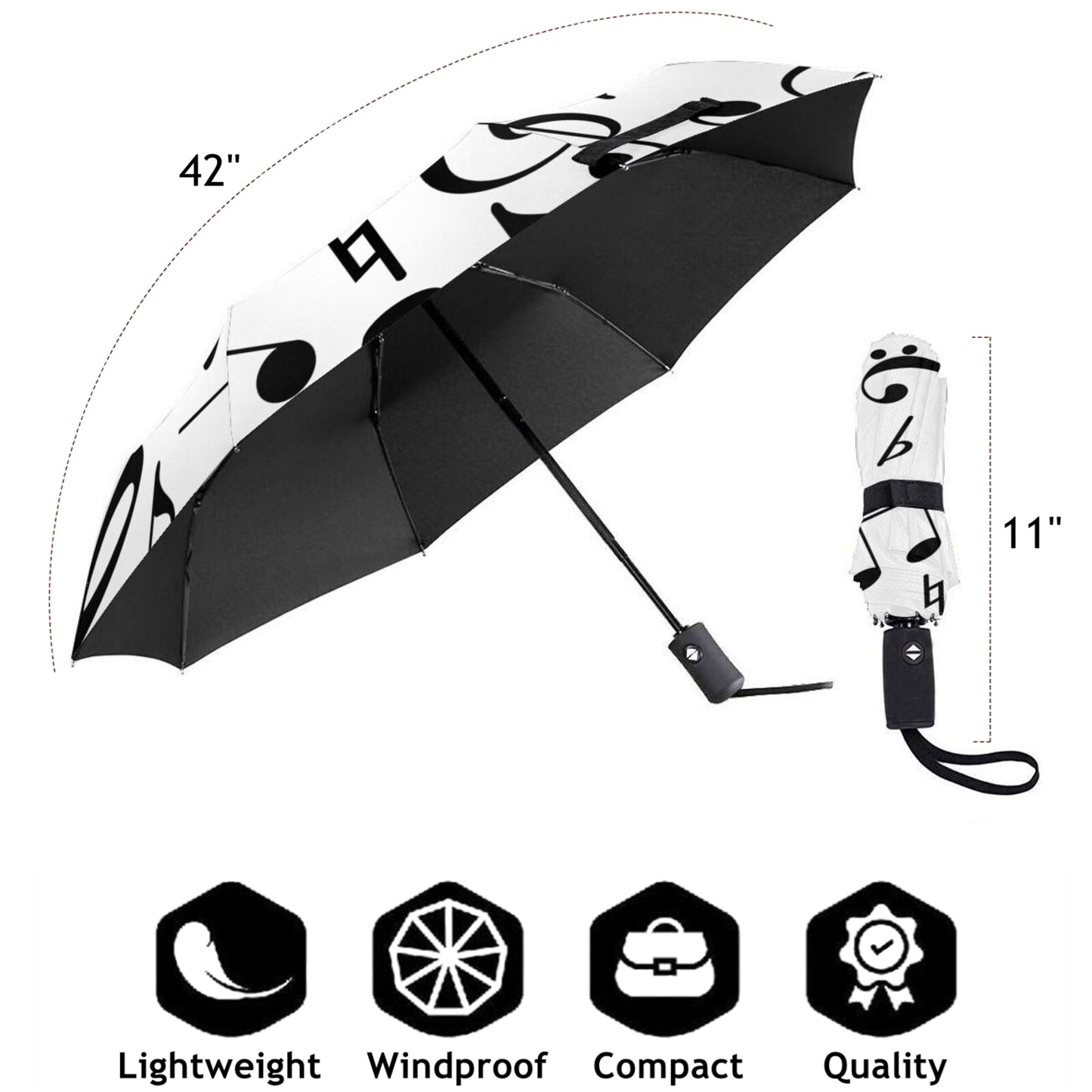 Music Note UV Travel Umbrella Automatic Open And Close
