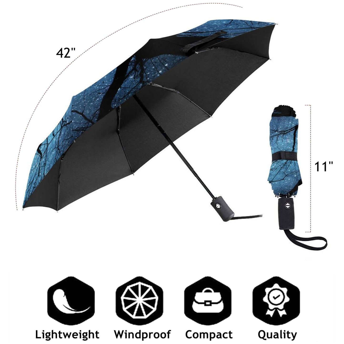 Night Sky Travel Foldable Umbrella UV Blocking Automatic Open And Close