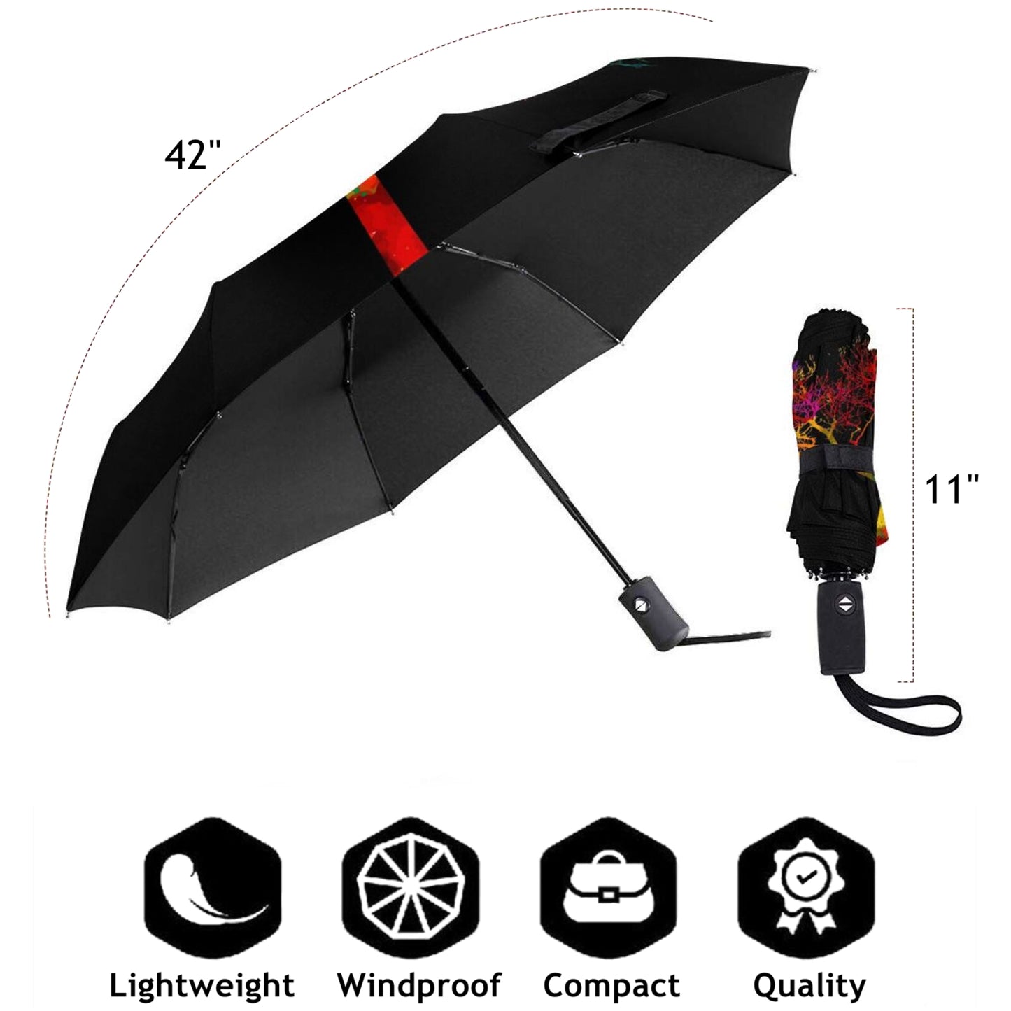 Tree Design Small Travel Umbrella Automatic Open And Close