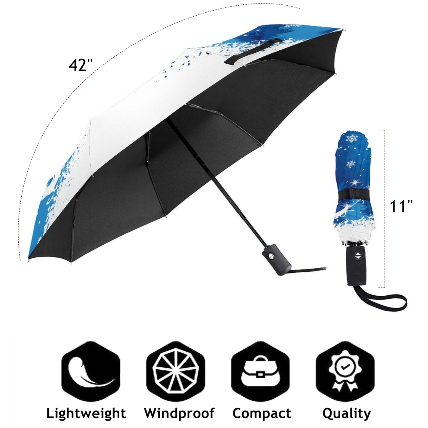 Christmas Printed Automatic Folding Umbrella