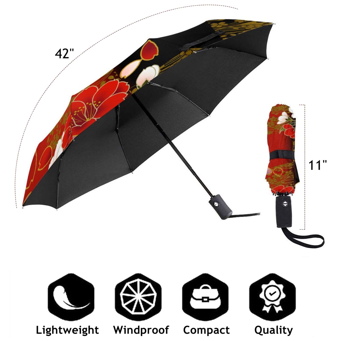 Flower Design UV Blocking Foldable Umbrella Automatic Open Close