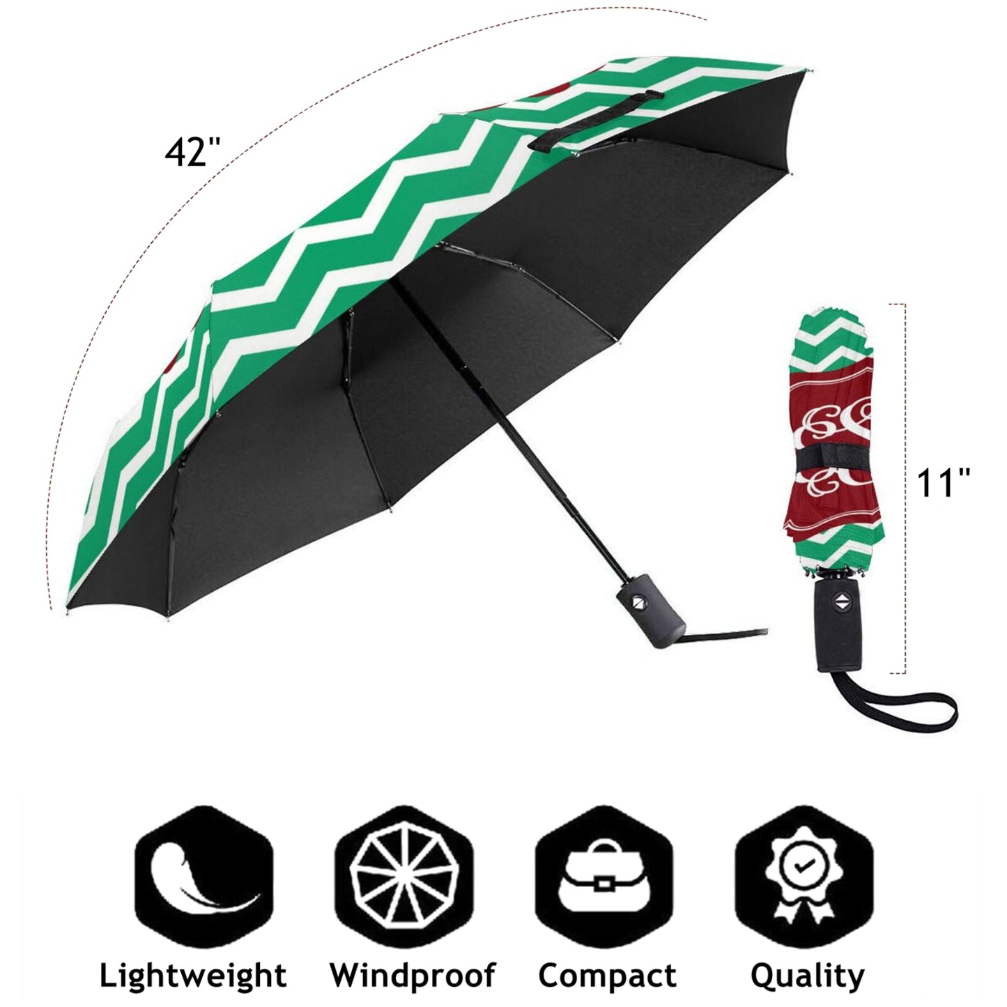 Stripe Print Automatic Open Close Compact UV Umbrella For Rain
