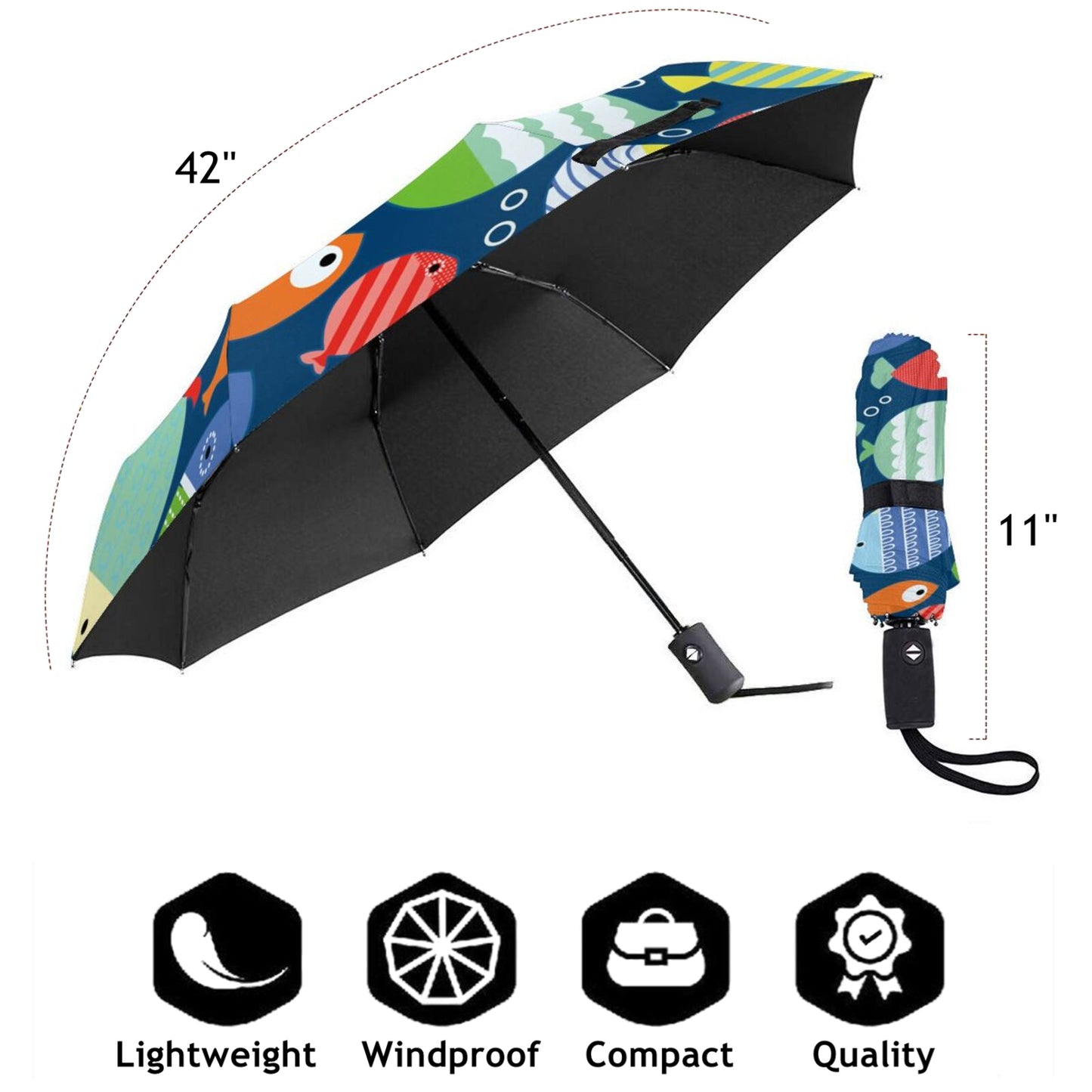 Anime Fish Foldable Mini Umbrella Auto Open And Auto Close