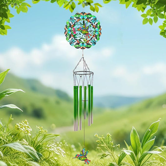 Wind Chimes with Hummingbird Wind Spinner, Gifts for Men, Women, Retirement, Teacher, Parents - Outdoor Hanging Decor Clearance for Garden, Patio, Backyard Or Porch