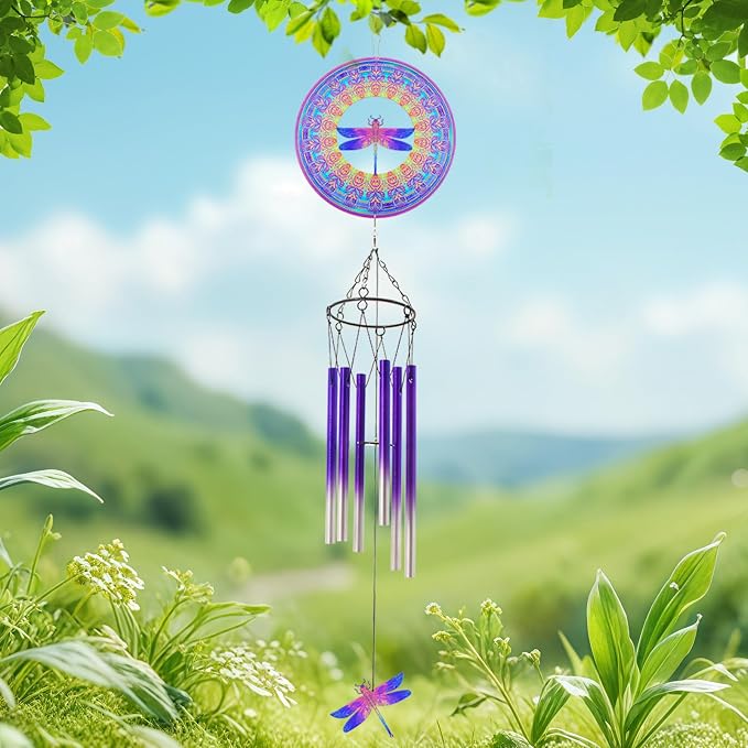 Wind Chimes with Dragonfly Wind Spinner, Gifts for Men, Women, Retirement, Teacher, Parents - Outdoor Hanging Decor Clearance for Garden, Patio, Backyard Or Porch