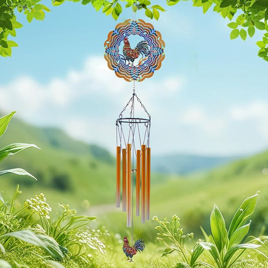 Wind Chimes with Rooster Wind Spinner, Chicken Gifts for Men, Women, Retirement, Teacher, Parents - Outdoor Hanging Decor Clearance for Garden, Patio, Backyard Or Porch