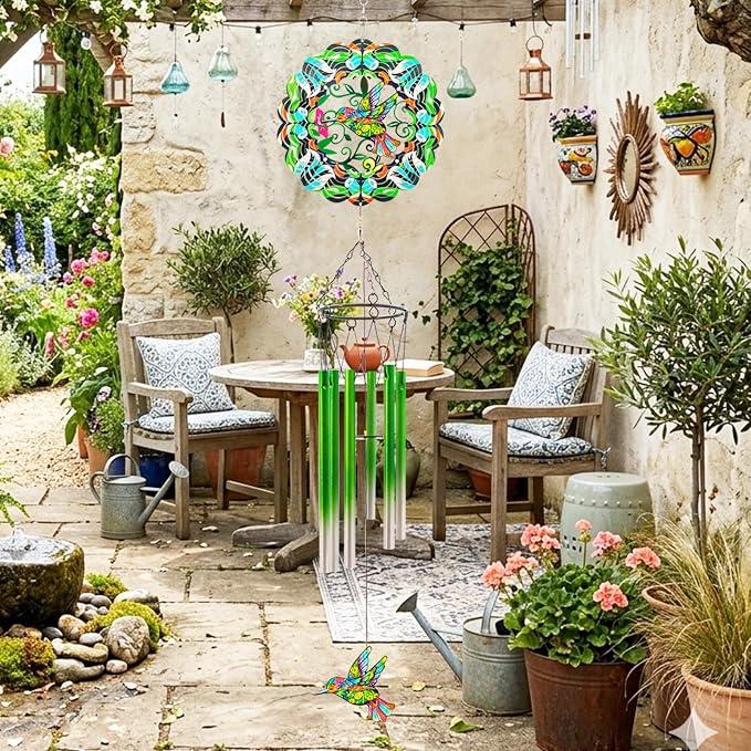 Wind Chimes with Hummingbird Wind Spinner, Gifts for Men, Women, Retirement, Teacher, Parents - Outdoor Hanging Decor Clearance for Garden, Patio, Backyard Or Porch