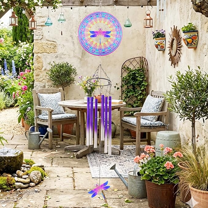 Wind Chimes with Dragonfly Wind Spinner, Gifts for Men, Women, Retirement, Teacher, Parents - Outdoor Hanging Decor Clearance for Garden, Patio, Backyard Or Porch