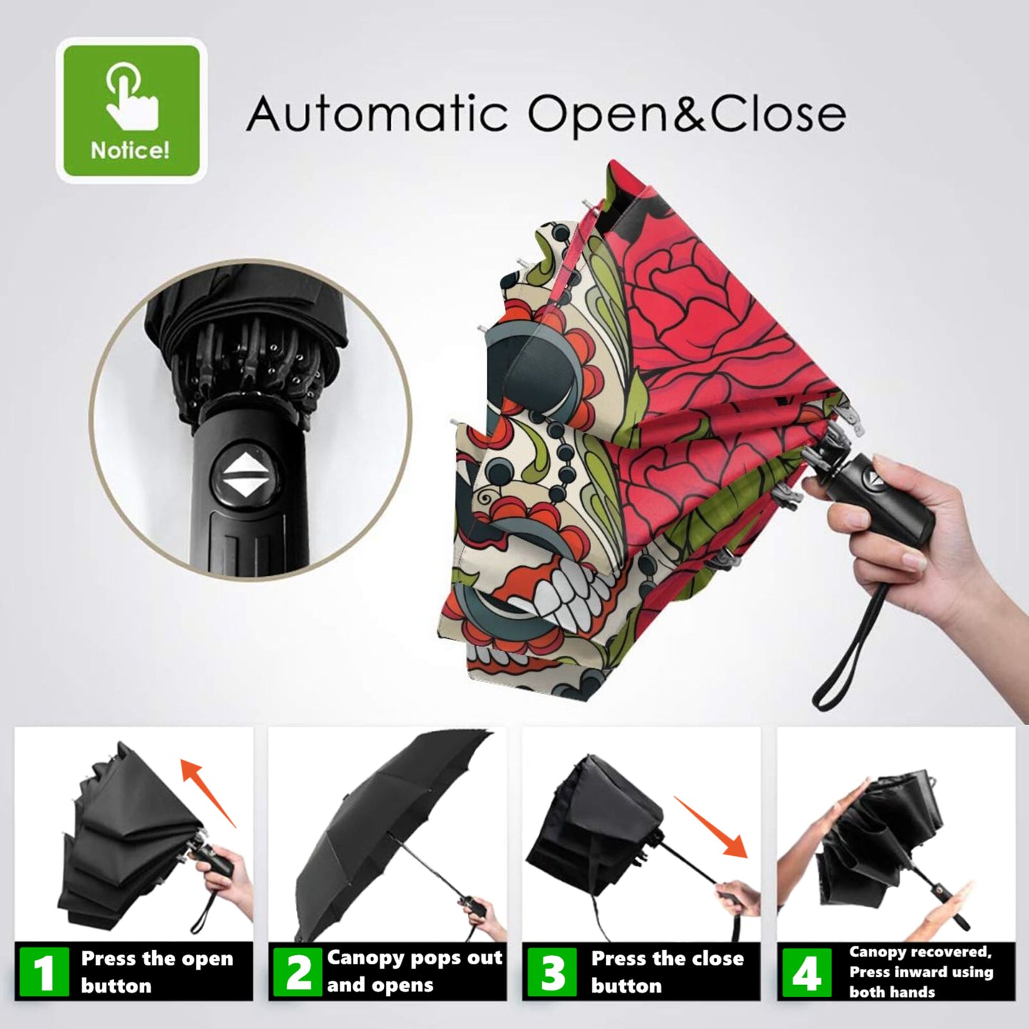 Skull Print Foldable Umbrella