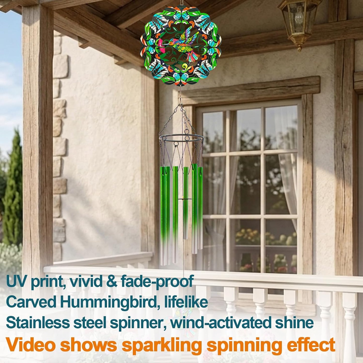 Wind Chimes with Rooster Wind Spinner, Chicken Gifts for Men, Women, Retirement, Teacher, Parents - Outdoor Hanging Decor Clearance for Garden, Patio, Backyard Or Porch