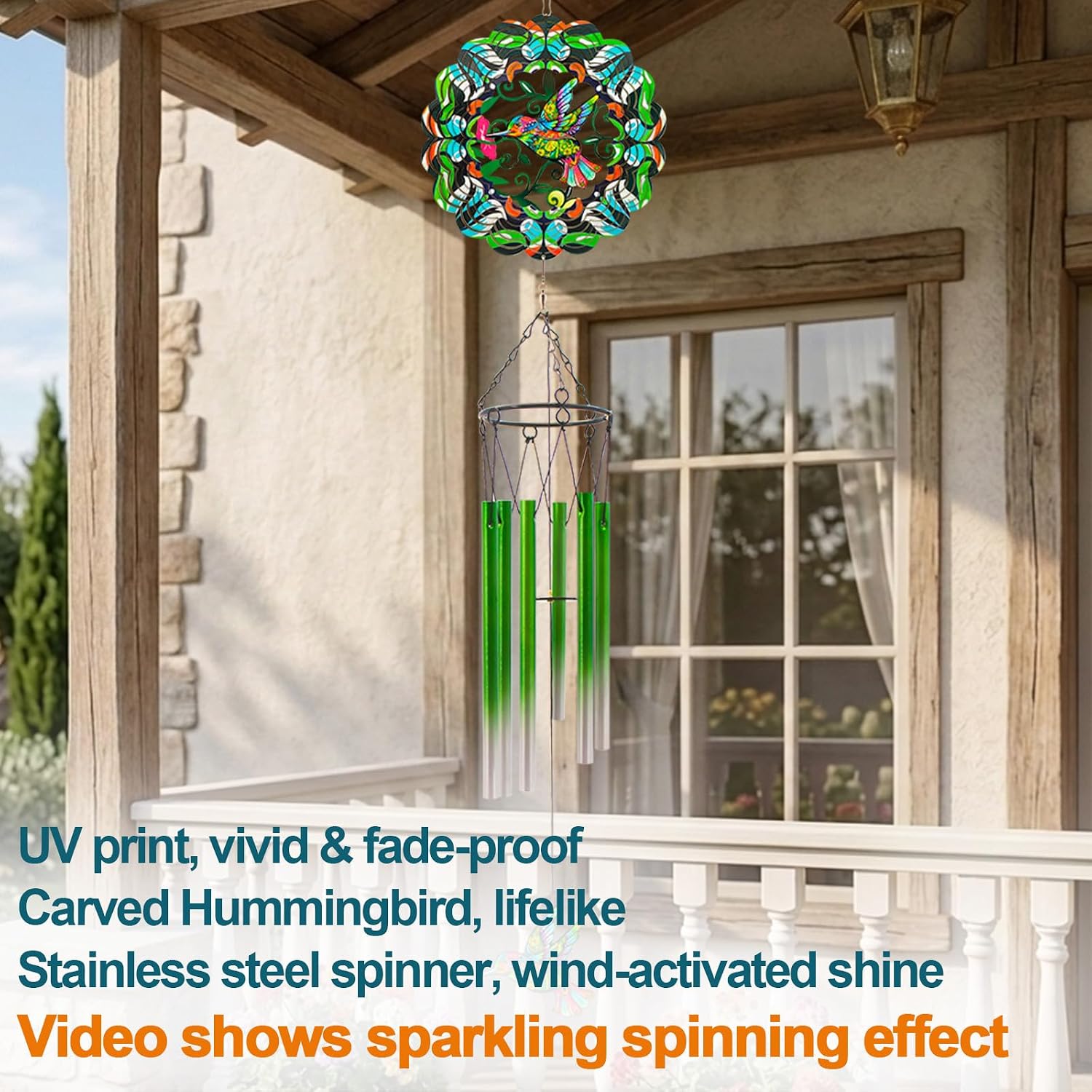 Wind Chimes with Rooster Wind Spinner, Chicken Gifts for Men, Women, Retirement, Teacher, Parents - Outdoor Hanging Decor Clearance for Garden, Patio, Backyard Or Porch