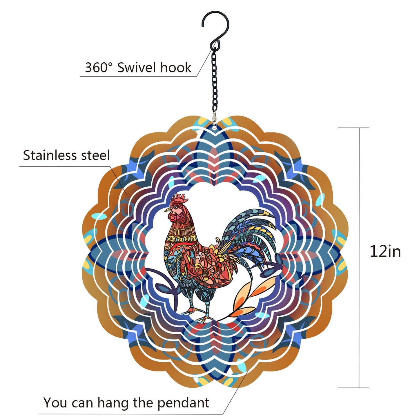 Butterfly Large Metal Wind Spinners - Butterfly Gifts for Women Mom Grandma Wife,15 inch Hanging Wind Spinner for Outdoor & Indoor Decorations,Wind Spinner for Christmas Ornament Gifts