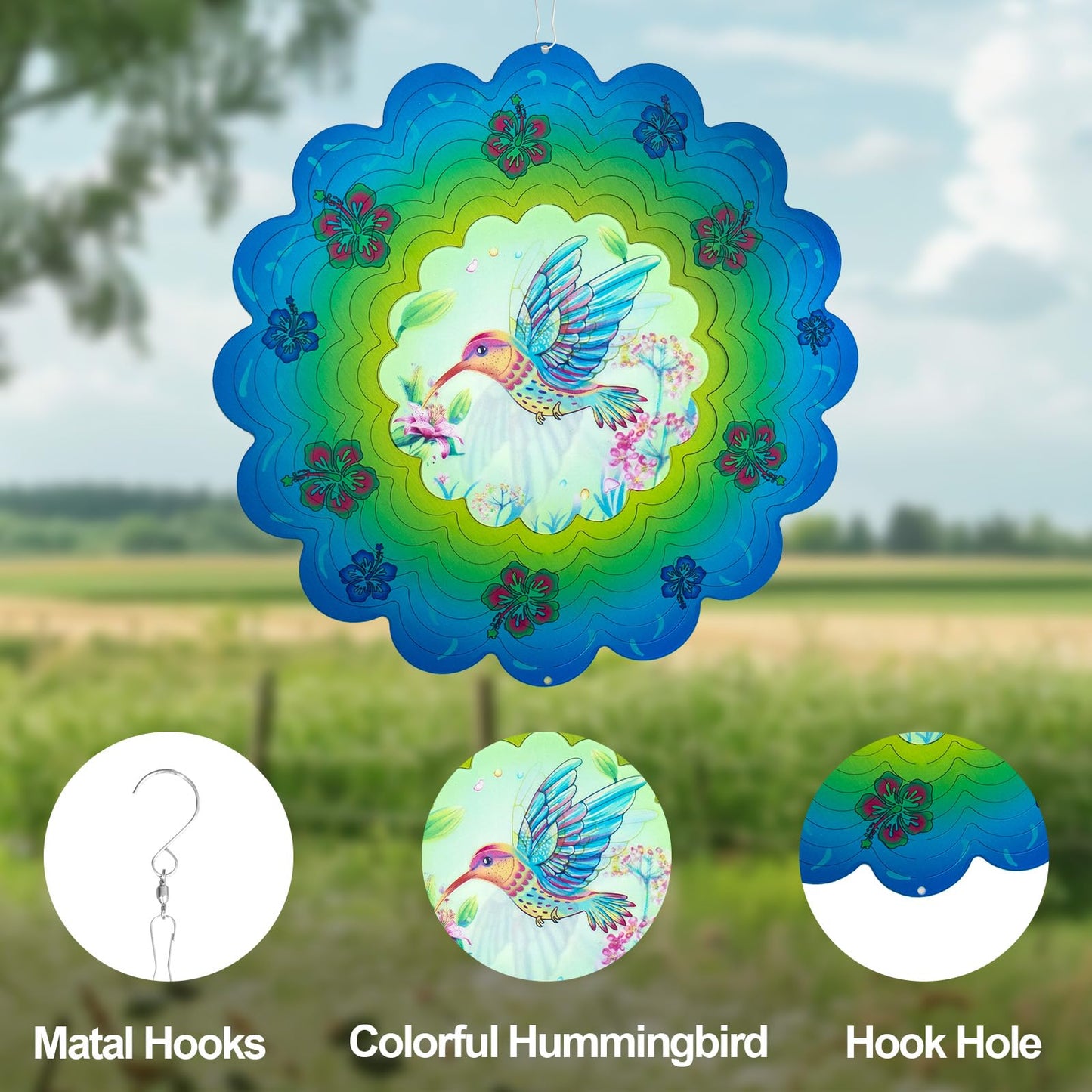 Butterfly Large Metal Wind Spinners - Butterfly Gifts for Women Mom Grandma Wife,15 inch Hanging Wind Spinner for Outdoor & Indoor Decorations,Wind Spinner for Christmas Ornament Gifts