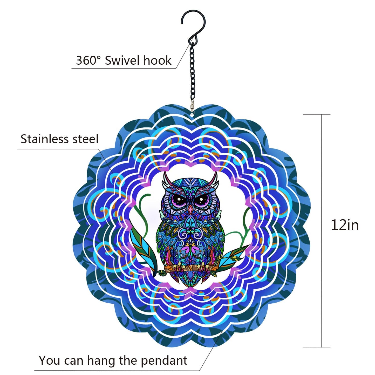 Butterfly Large Metal Wind Spinners - Butterfly Gifts for Women Mom Grandma Wife,15 inch Hanging Wind Spinner for Outdoor & Indoor Decorations,Wind Spinner for Christmas Ornament Gifts