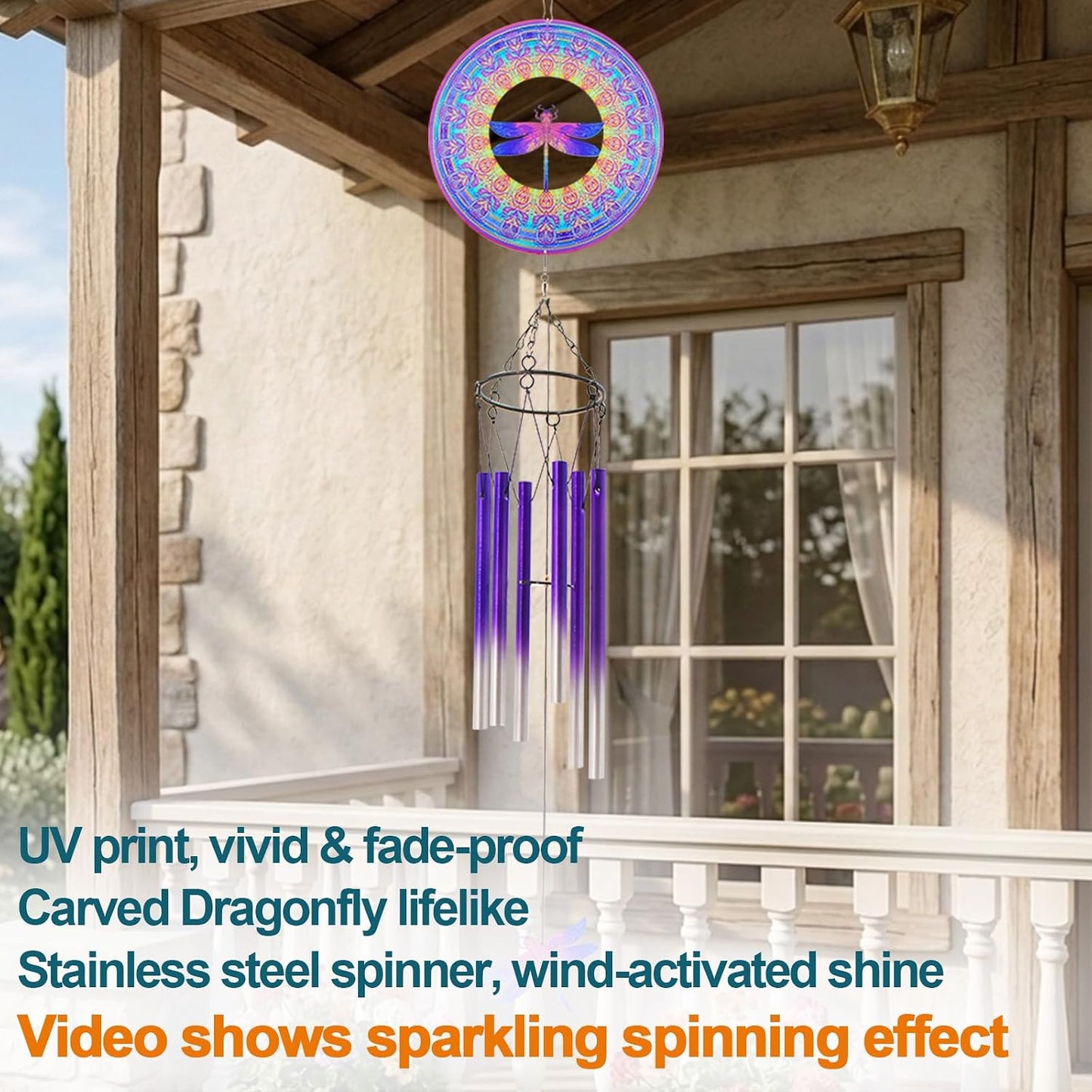 Wind Chimes with Rooster Wind Spinner, Chicken Gifts for Men, Women, Retirement, Teacher, Parents - Outdoor Hanging Decor Clearance for Garden, Patio, Backyard Or Porch